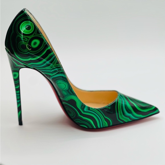 Christian Louboutin Patent Malachite So Kate 120 Black & Green Pump Size 37 1/2 - Picture 7 of 11